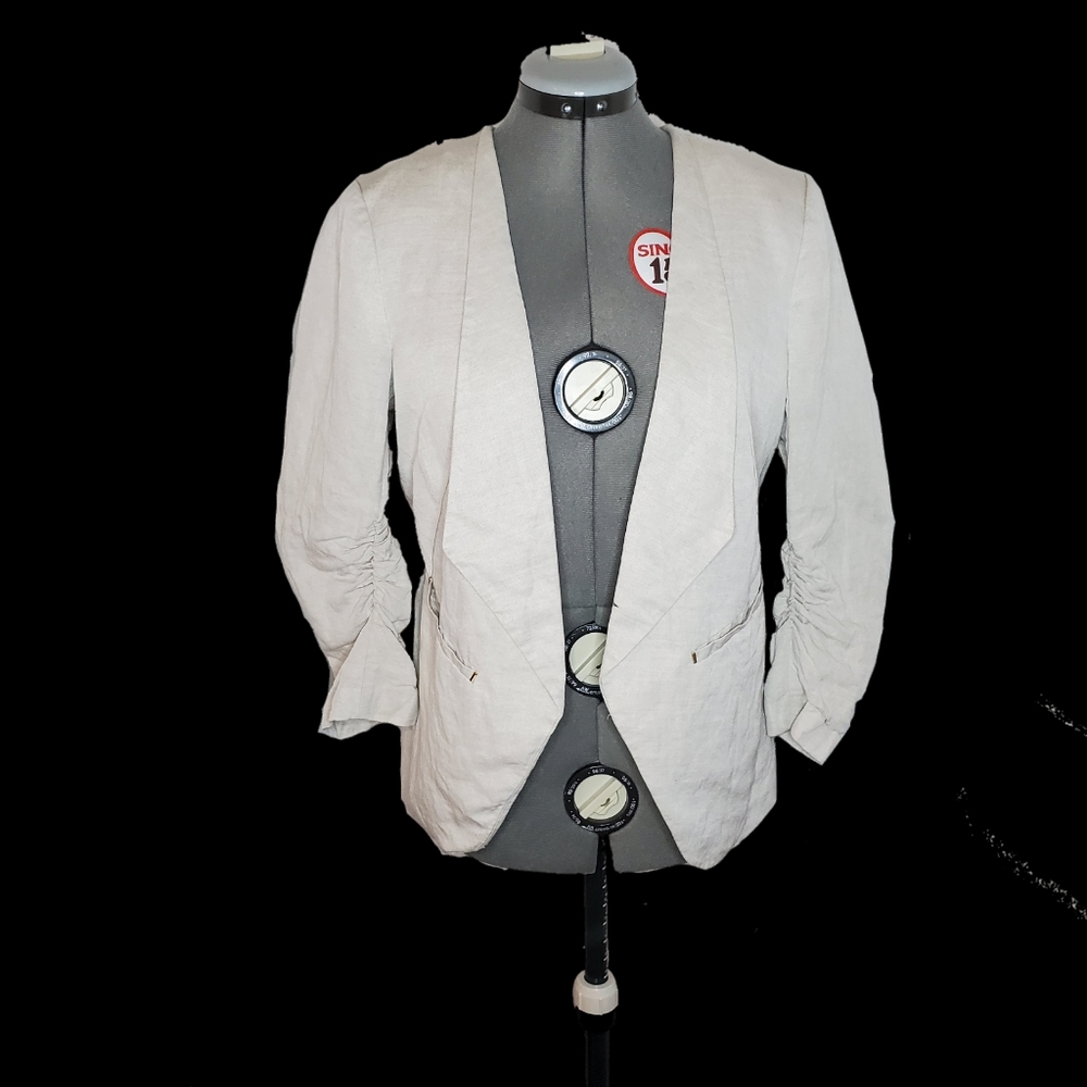 H&M white Open front linen blazer with pockets